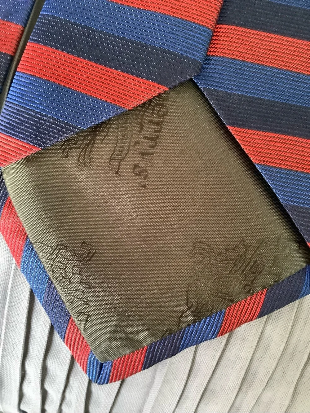 Burberry Red and Blue Striped Knit Tie